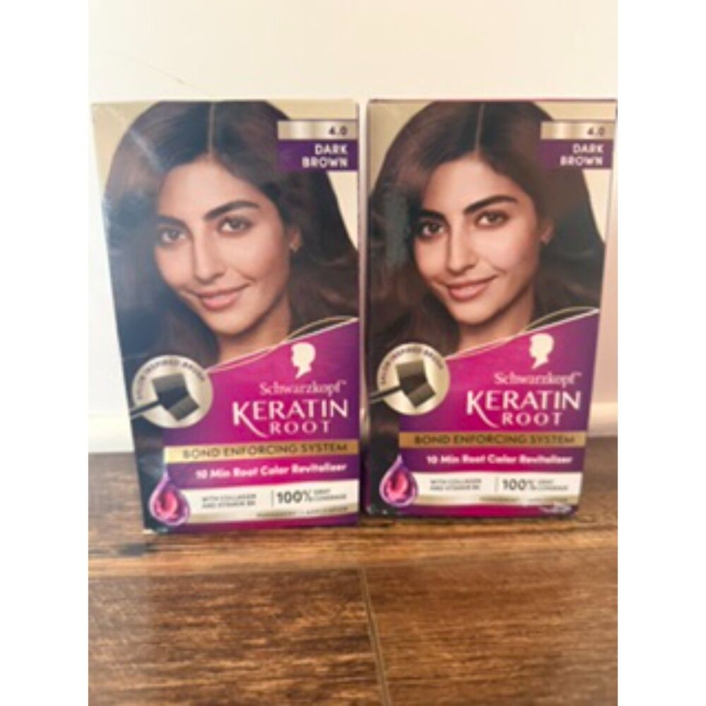 Schwarzkopf Keratin Root 4.0 Dark Brown Hair Color 10 Min LOT OF 2